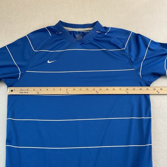 Nike Team Fit Dry Dri Fit Shirt Mens L Blue White Striped Short Sleeve Athletic - Picture 7 of 11